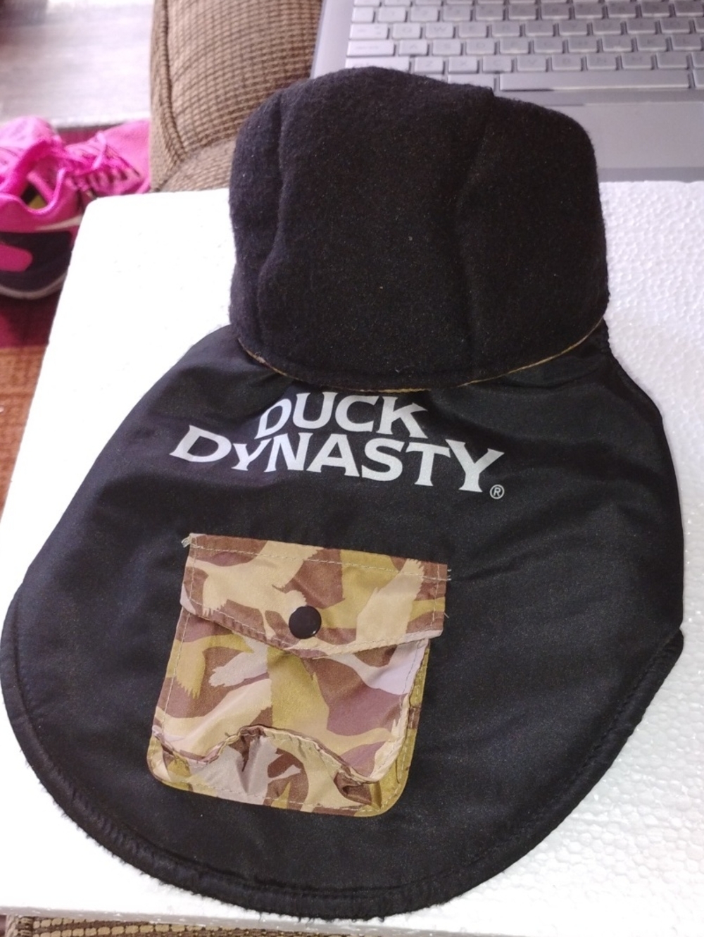 Dog Duck Dynasty Black  Yorkie Jacket with Camo Pocket, Pet Coat
